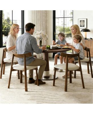 Solid Wood Dining Table Set with 6 Chairs & Lazy Susan