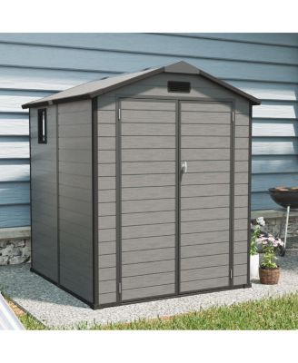 6x6 FT Plastic Outdoor Storage Shed - Lockable Resin Tool Shed