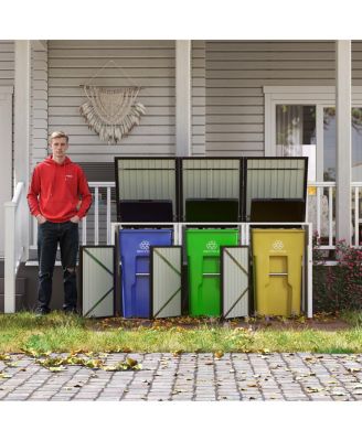  Garbage Bin Shed for 3 Cans, Lockable, Waterproof