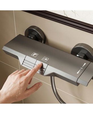 1-Spray Adjustable Height Shower Faucet 2.5 GPM with Piano Button Control and Aluminum Valve