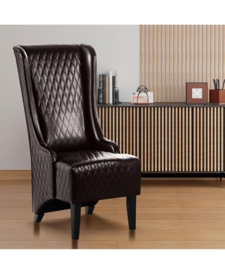 Faux Leather High-Back Accent Chair, Modern Side Chair for Living Room, Bedroom