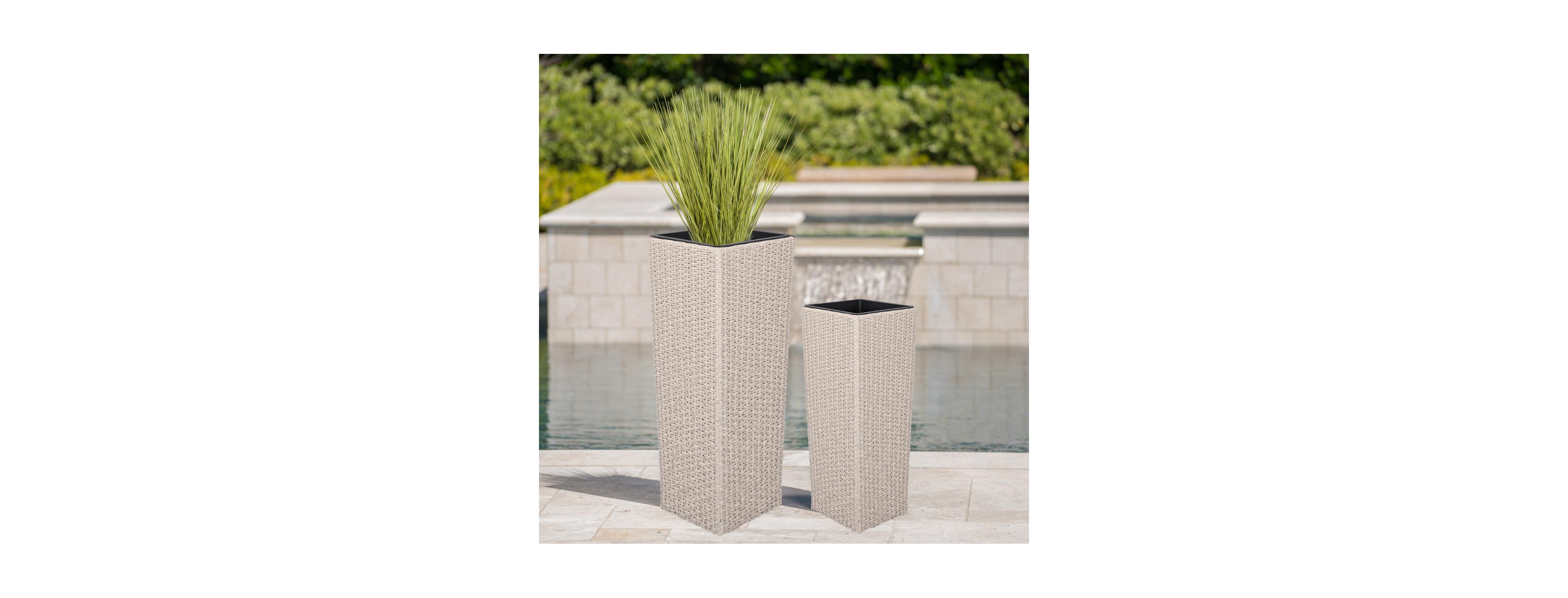 Streamdale Furniture Outdoor Pe Wicker Flower Pots, 2-Pcs Set