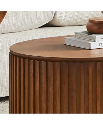 Oval Wood Coffee Table with Drawer
