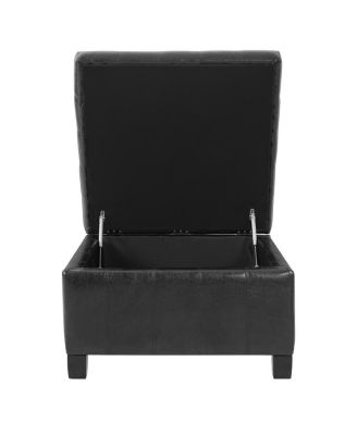PU Storage Ottoman with Rubber Wood Legs & Lift-Top Storage