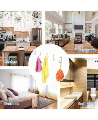 Stainless Steel Wall Coat Rack with 8 Hooks for Hats, Clothes, Towels