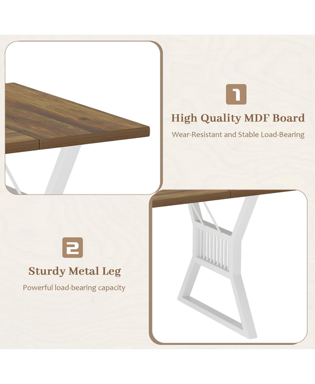 Streamdale Furniture 70.8 Inch Dining Table 4-6 Person Kitchen Table with Heavy Duty Metal Legs Farmhouse Dining Room Table for Kitchen Living Room