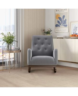 Premium Demetrius Fabric Solid Wood 300LBS Capacity Rocking Chair