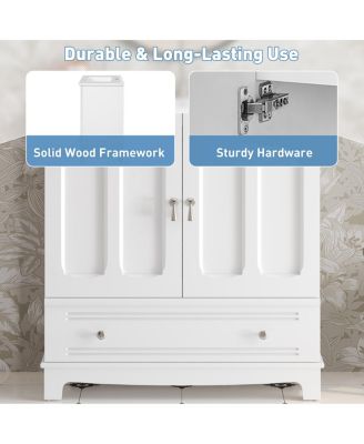 30"  Bathroom Vanity with Integrated Sink, Solid Wood & MDF Cabinet, Adjustable Shelf, Modern Storage