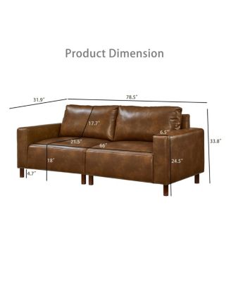 78.5" Big Loveseat for Living Room, Apartment, Faux Leather PU Couch