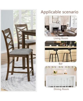 Wooden Counter Height Chairs Set of 4 with Padded Seat