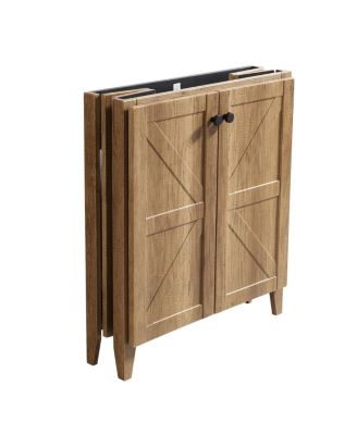 29" Antique Bathroom Vanity with Sink, Quick-Install Folding Storage, Eco MDF Matte 3D Embossed Finish, Large Capacity