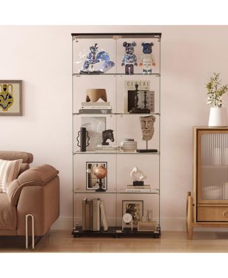 Glass Display Cabinet with Lock, 5-Shelf