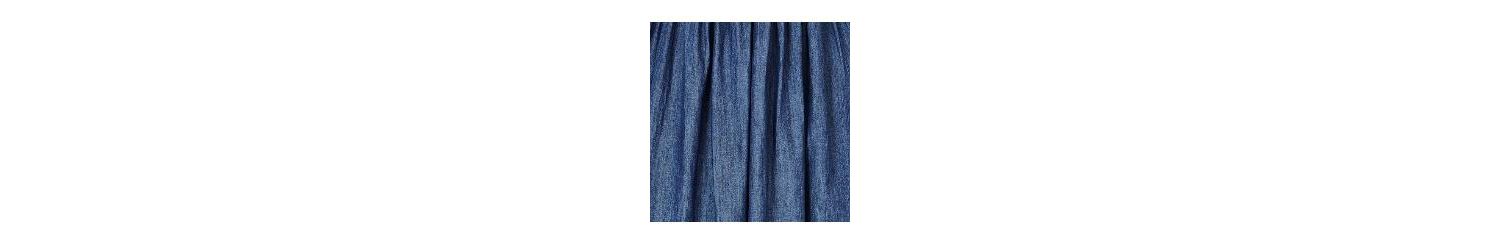 Women's Denim Chambray Gathered Midi Skirt