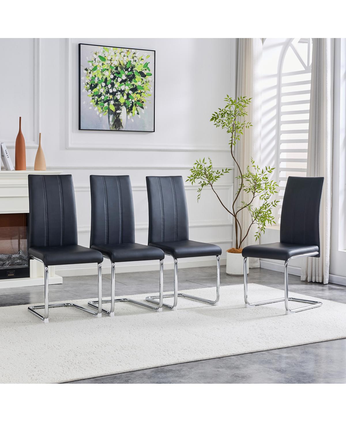 Streamdale Furniture 2-Pack Pu Upholstered Dining Chairs - Modern High-Back Side Chairs