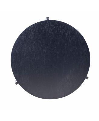 Nesting round wood coffee table set of 2, black oak veneer top, water/wear-resisting