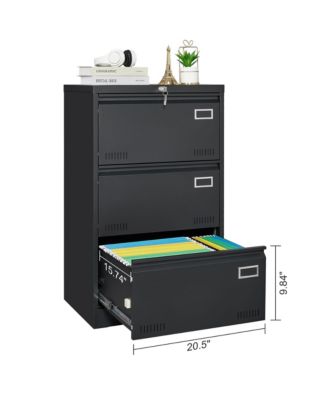 3 Drawer Lateral File Cabinet, Locking Metal File Cabinet, Wide Filing Organization Cabinet for Letter