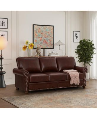 Classic Living Room Nails Sofa Faux Leather