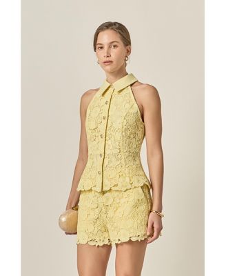 Women's Floral Lace Halter Top