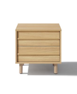 19.7" Hazel Oak Manufactured Wood Nightstand & End Table with Drawers & Rubberwood Legs