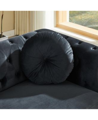  Velvet Chesterfield Sofa with Studs & Tufted Accents, Metal Legs