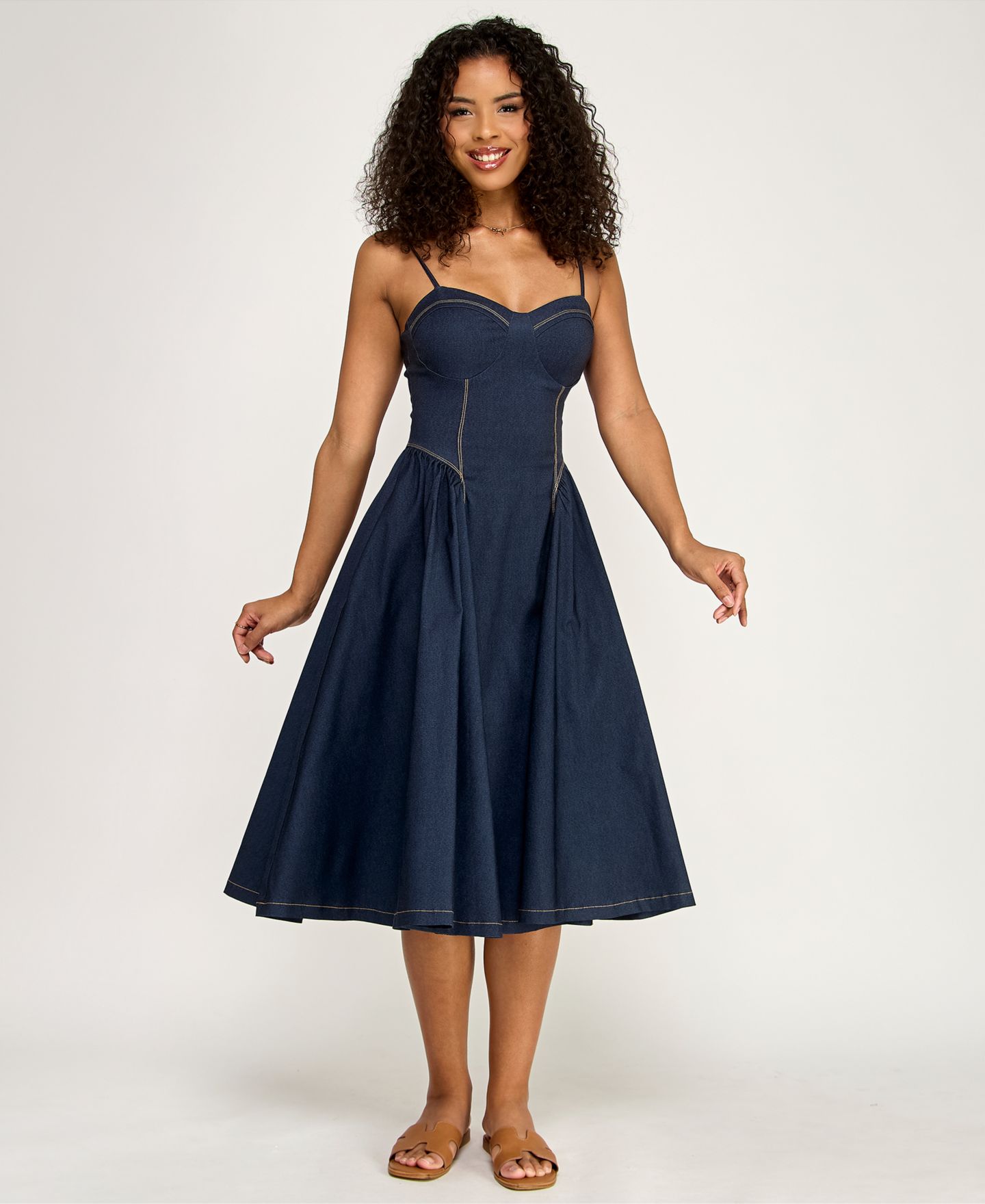 Женское платье KATIA RAE Juniors' Sweetheart Midi, цвет: Тёмный джинсовый — фото 1