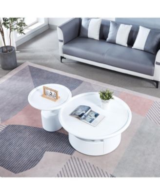 MDF 2 Piece Round Set for Living Room and Bedroom Coffee Table Set