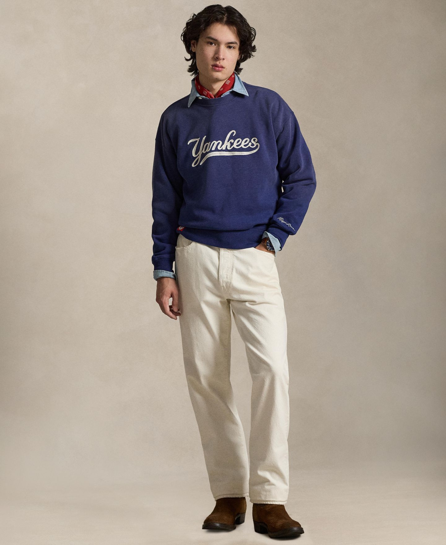 Мужская толстовка Polo Ralph Lauren Yankees Embroidered Fleece, цвет: Freshwater — фото 2