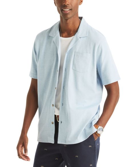 Мужская рубашка Nautica Short-Sleeve Pique Button-Front, цвет: Allure