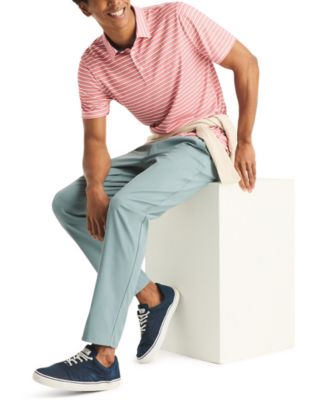 Men's Short-Sleeve Stripe Print Golf Polo Shirt