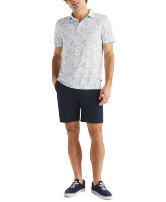 Men's Short-Sleeve Floral Outline Print Golf Polo Shirt