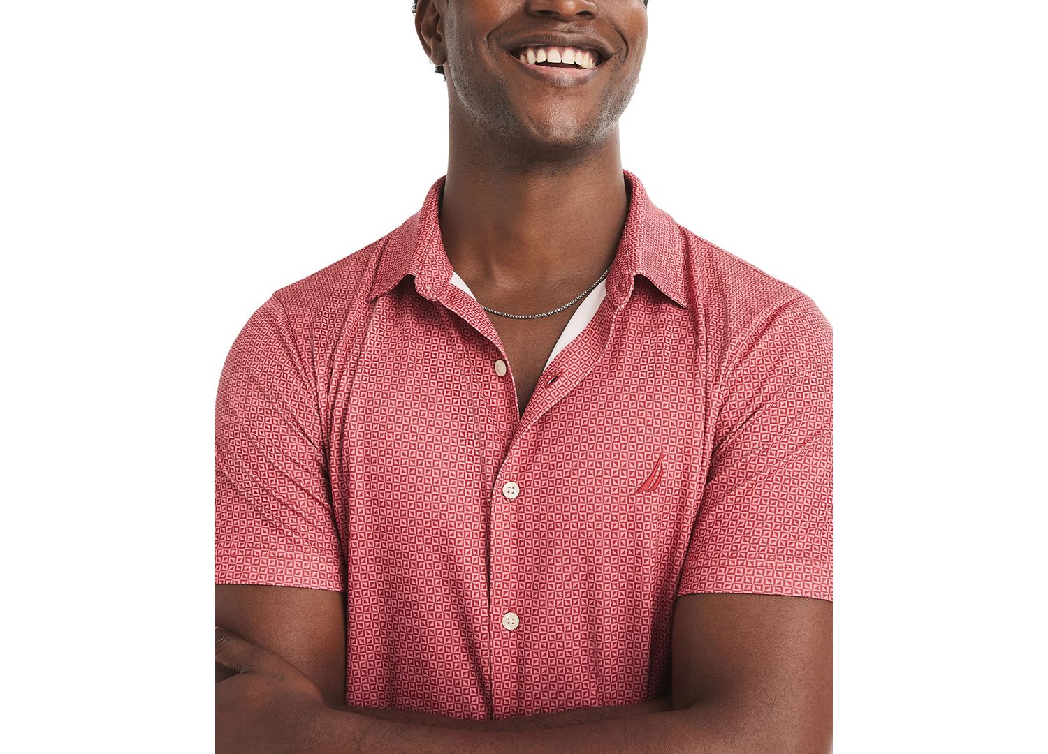 Men's Short-Sleeve Diamond Geo Camp-Collar Shirt