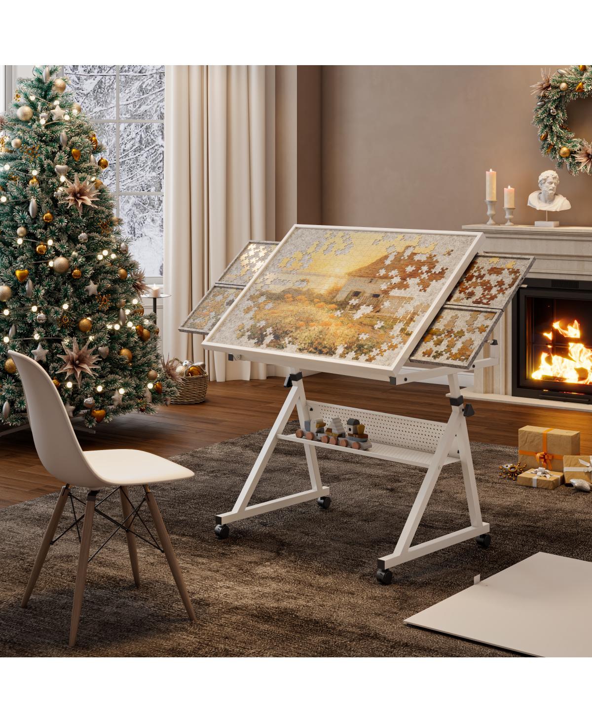 Streamdale Furniture 1500 pieces Jigsaw Puzzle metal Table board for adults gift with 4 trays