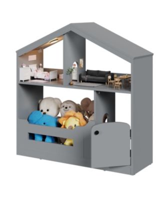 2-Tier Kids Bookshelf and Toy Storage with Toy Storage & Motion Sensor Light