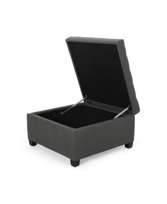 Upholstered Tufted Fabric Storage Ottoman