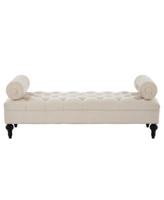 Modern Velvet Upholstered Bench with 2 Pillows