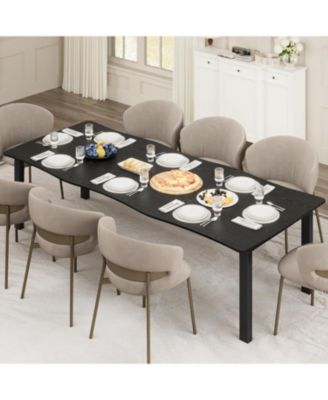Rectangular Dining Table for 6-8 70.9" Minimalist Table with Wave Irregular Edge Thick MDF Top and Metal Frame Waterproof Scratch