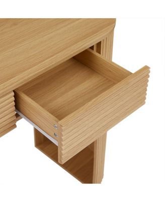 Retro Console Table with Storage, 3 Drawers, Slat Aesthetic, Entryway/Living Room