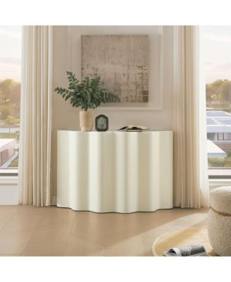 Modern Fiberglass Wavy Edge Coffee & Entryway Table Set - No Assembly