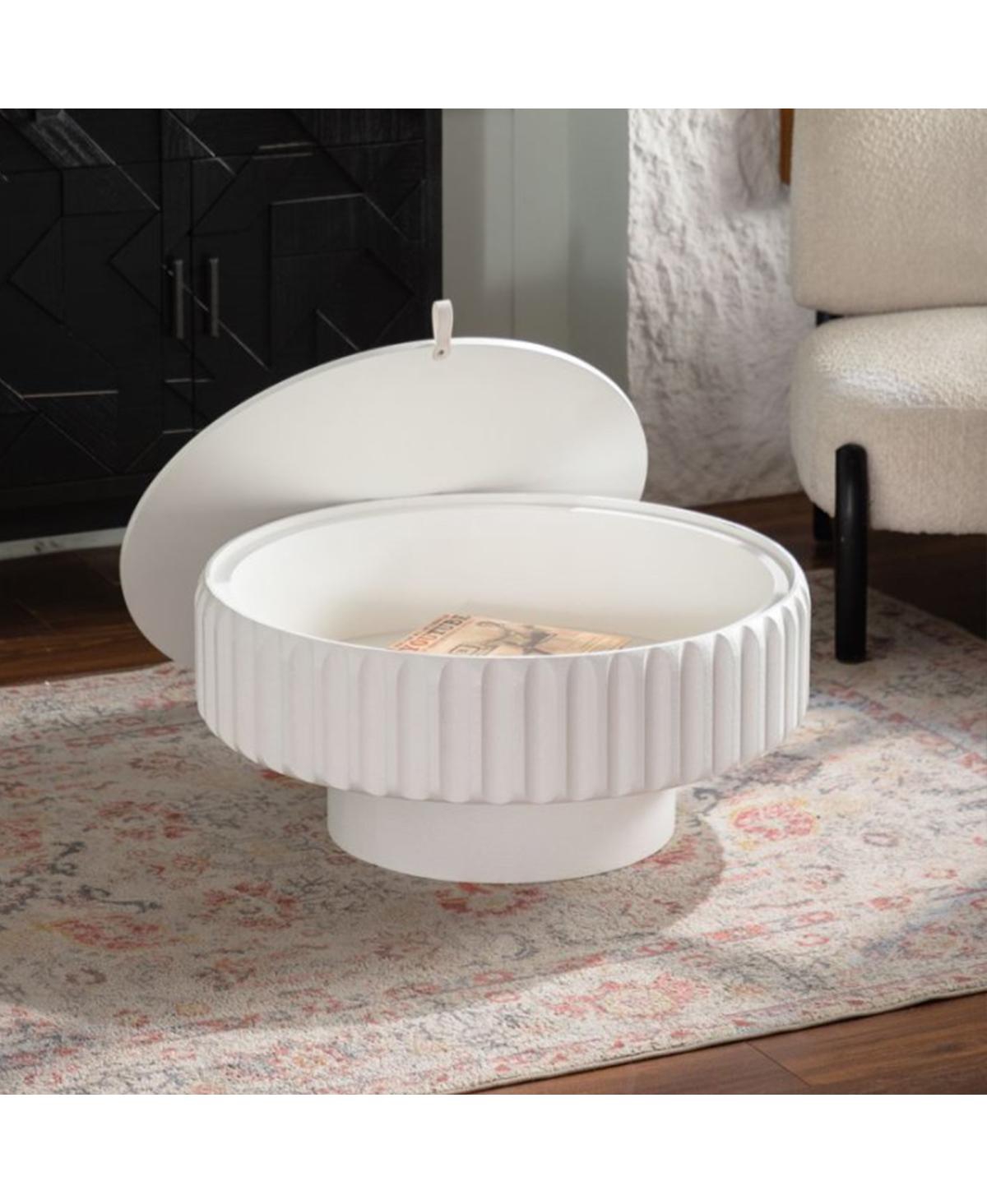 Streamdale Furniture Round Fluted Storage Table with Lift-Off Lid