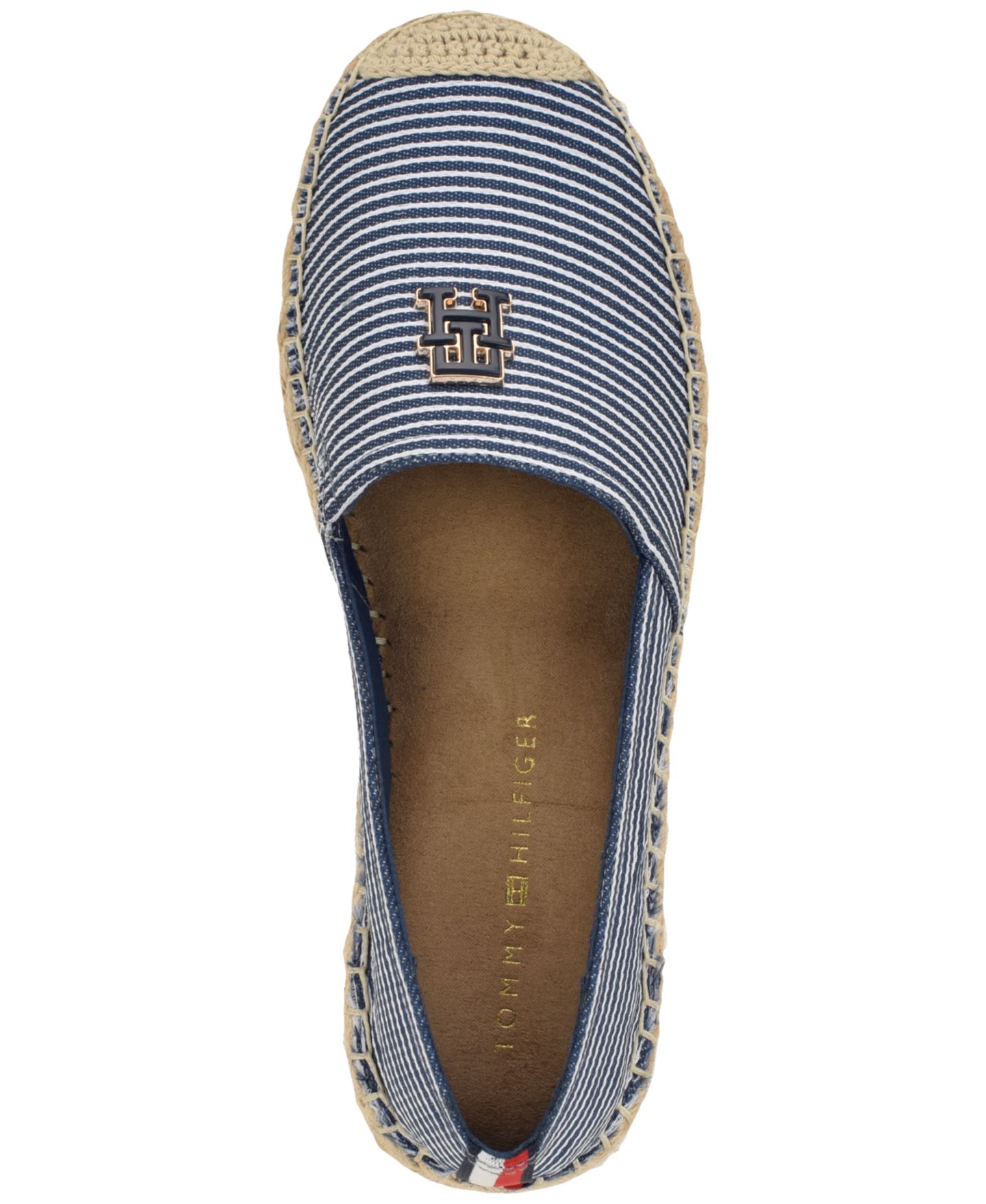 Женские балетки Tommy Hilfiger Palmz Flat Slip-On Espadrille, цвет: Синий полосатый — фото 4