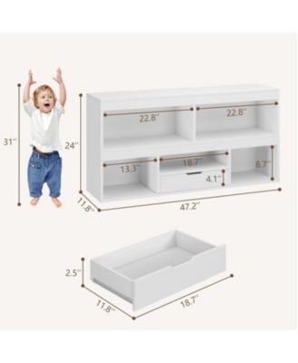 5-Cube Kids Toy Storage Organizer – Wooden Bookshelf, 2-Tier Children Bookcase and Toy Storage Cabinet for Playroom, Nursery