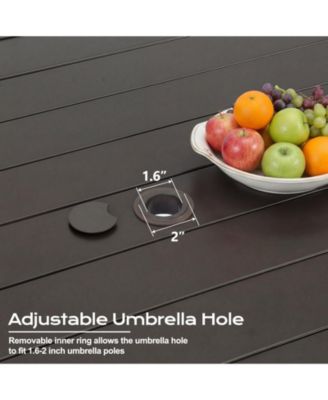 Patio Dining Table for 4, 38'' Square Metal Outdoor Patio Table with Umbrella Hole, Outdoor Dining Table for Deck, Yard, Poolside, Porch