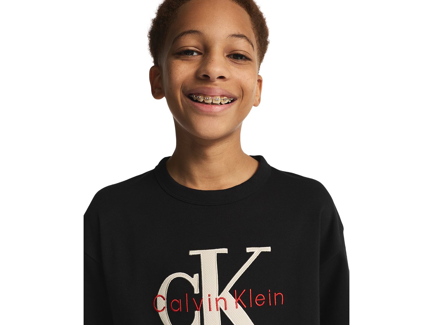 Футболка Calvin Klein Mesh Applique Short-Sleeve для мальчиков, цвет: Чёрный — фото 4