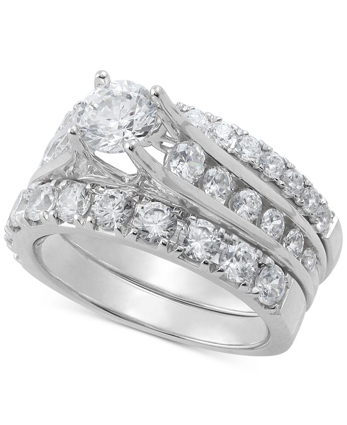 Macy's Diamond Three-Piece Bridal Set (2-1/2 ct. t.w.) in 14k White ...