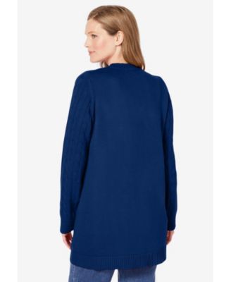 Plus Size Within Cotton Cable Knit Cardigan Sweater