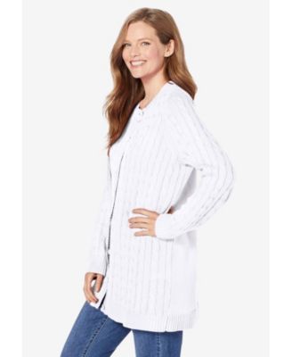 Plus Size Within Cotton Cable Knit Cardigan Sweater