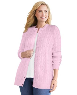 Plus Size Within Cotton Cable Knit Cardigan Sweater