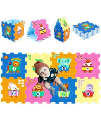 8-Piece Interlocking Baby Floor Puzzle Tiles with Numbers