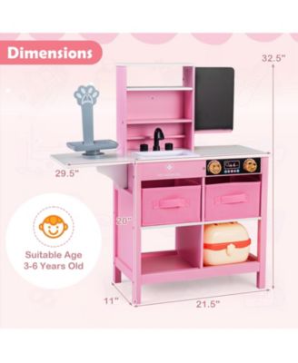 Wooden Doctor Office Playset Medical Center Toy with Blackboard