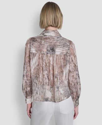 Petite Printed Long-Sleeve Top